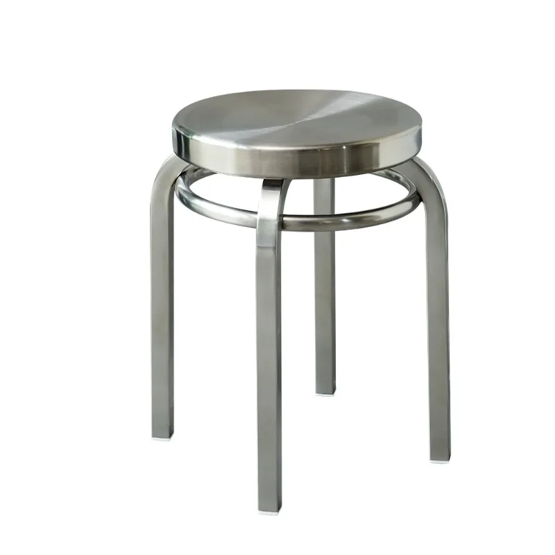 Modern Stainless Steel Bar Stool Minimalist round Chair Portable Folding Seat Scandinavian Stackable