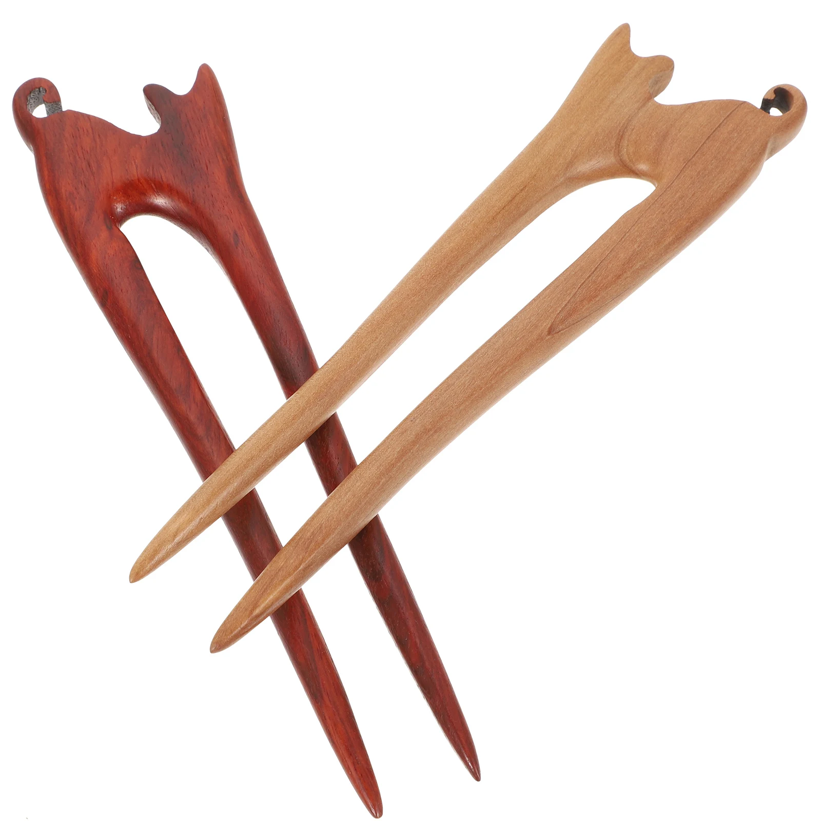 

2pcs Palace Hairpin Stick Women Wood Decorative Hair Accessories Cat Cat Hair Stick Design Smooth Safe Long Use