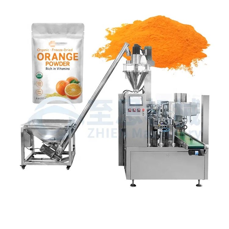 Fully Automatic Multi-function Drink Powder Doypack Packing Machine Zipper Bag Orange Juice Powder Rotary Packing Machine