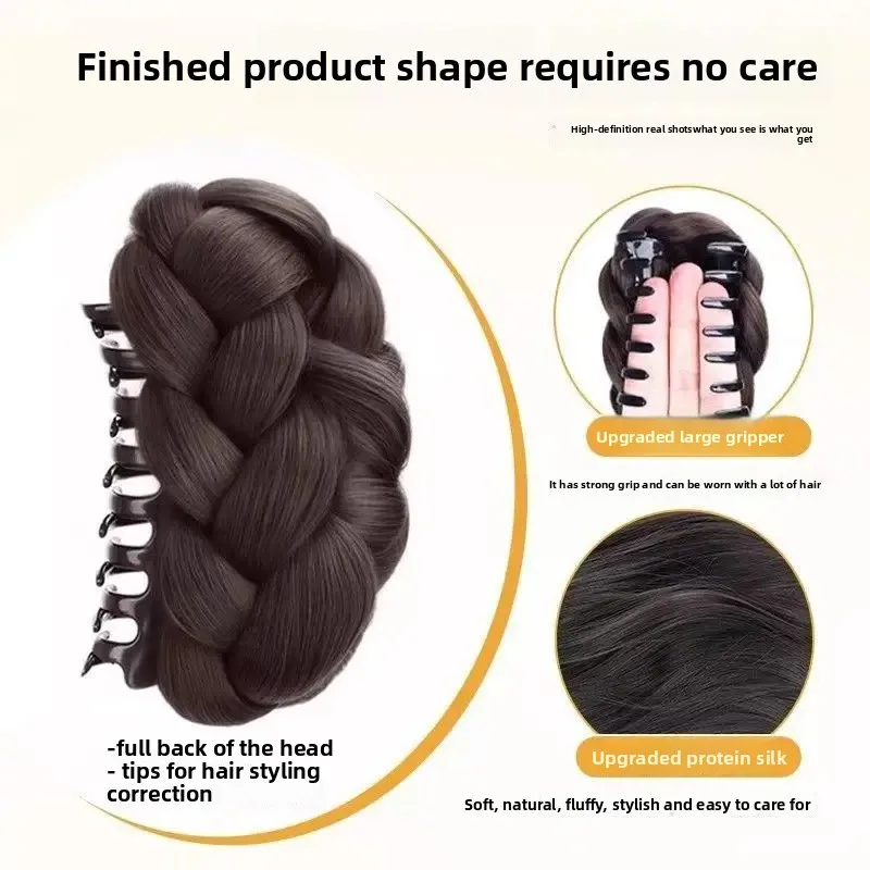 Knotless الشعر التمديد كعكة هيربيسي الملمس الإحساس مشبك شعر الألياف الآسيوية الذيل كعكة عقال أداة لعب الشعر المصنوعة في الصين