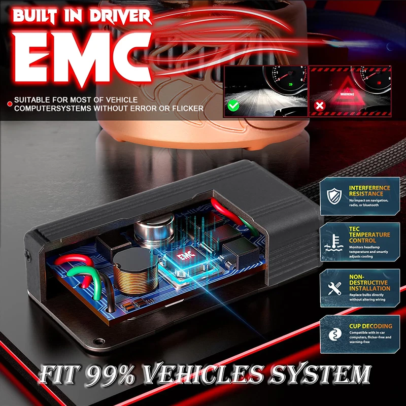 Dualvision H4 LED H7 H8 H11 Canbus المصباح عالية الطاقة لا خطأ CSP H1 9005 HB3 9006 HB4 9012 HIR2 توربو مصباح 6000K أضواء السيارة