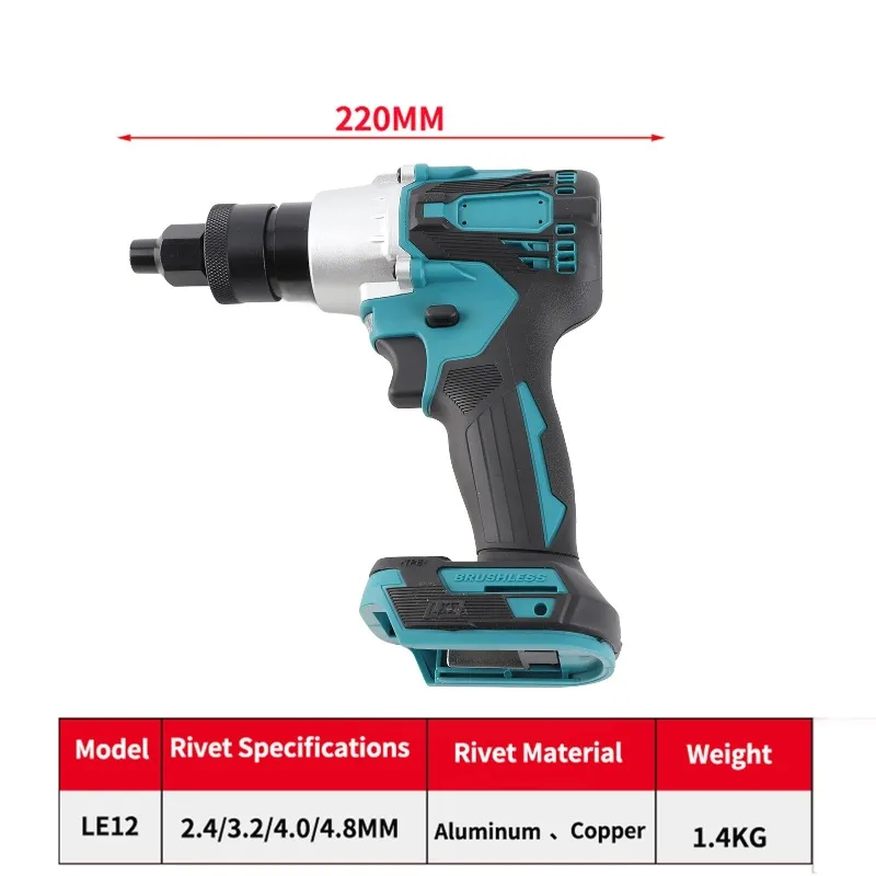 Electric Riveting  Brushless Rivet Nut Machine Kit with Riveter Heads Powerful Automatic Electric Riveter Set Riveting Tool
