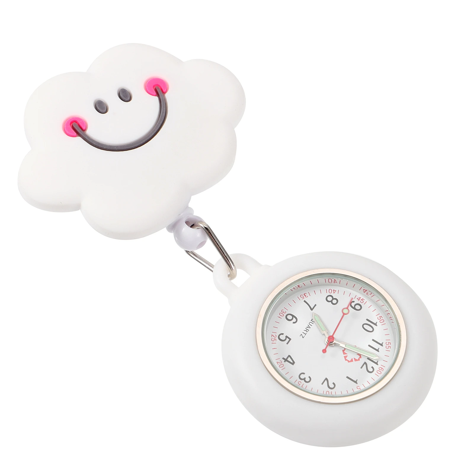 Orologio da infermiera Orologio retrattile in silicone con distintivo carino Clip per orologio Orologio da tasca da donna resistente all'usura Studente Esame Infermiere di moda