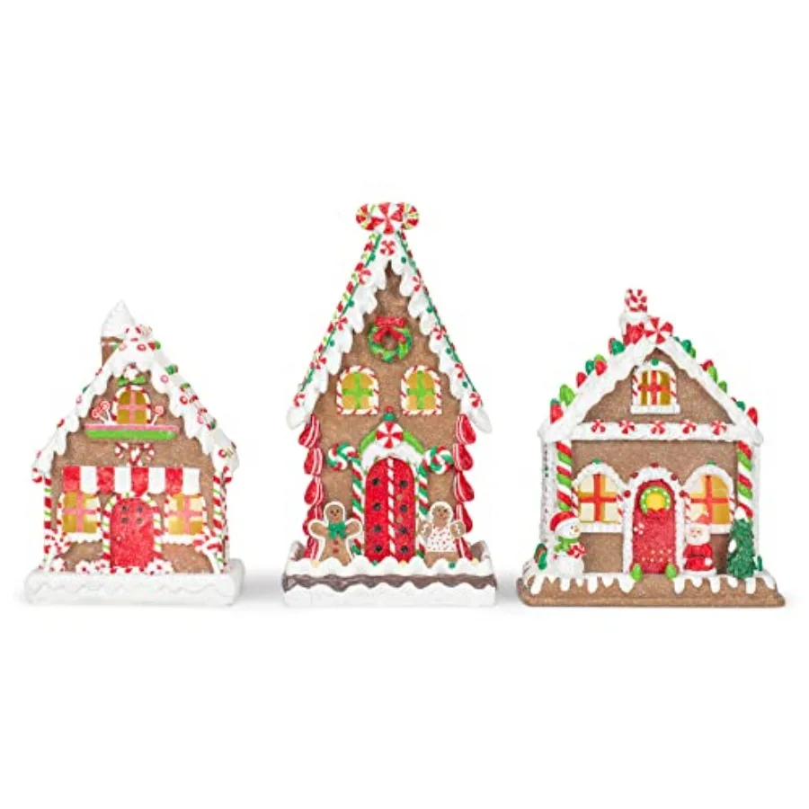 

Набор из 3-х фарфоровых фигурок Gingerbread Village Red, 8 дюймов, для праздничного чая, в форме деревеньки с пряничными домиками.