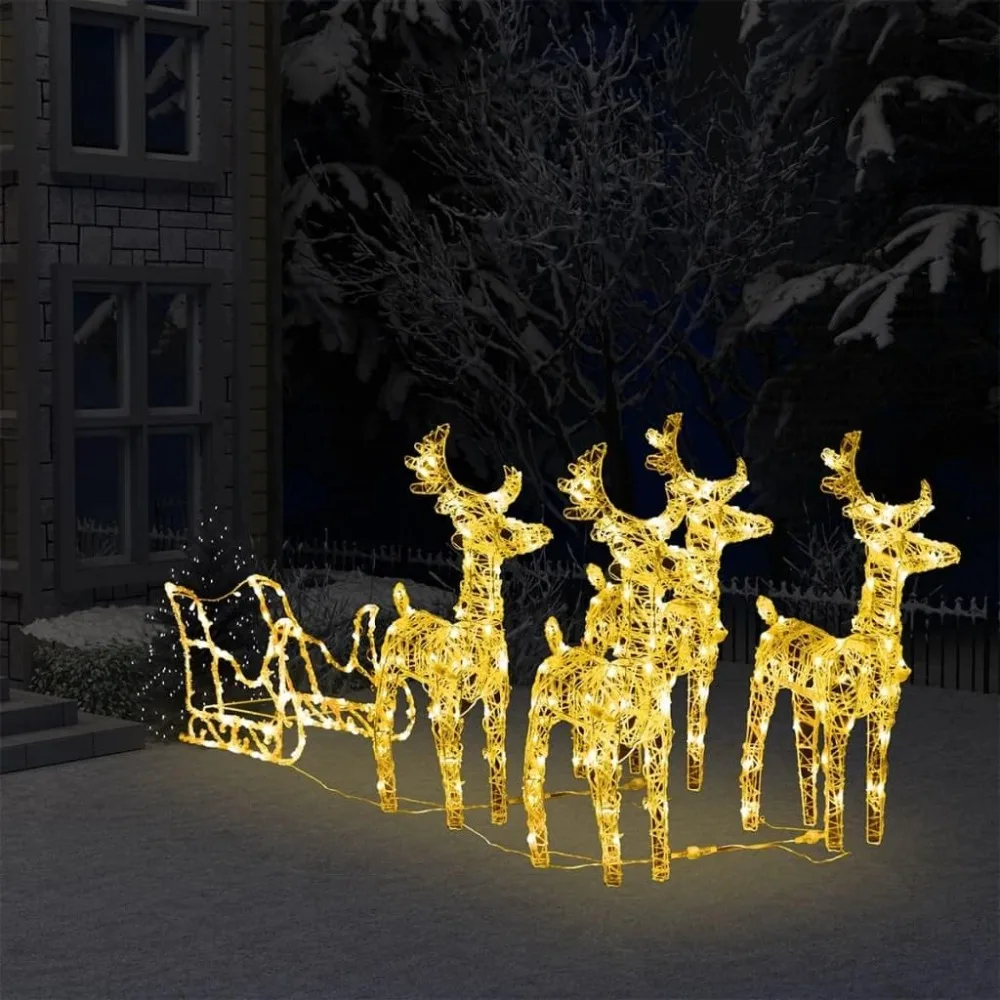 

17x4x22 in 5 LED Outdoor Christmas Reindeer Yard Decoration, Lawn Decoration, Outdoor Luminous Reindeer Outdoor Gold