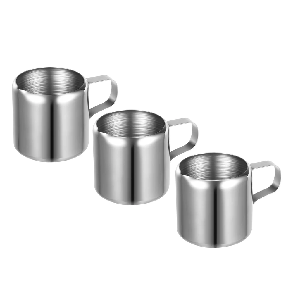 

3pcs Milk Cup Coffee Frothing Jug Stainless Steel Pouring Measuring Pitcher Steaming Jugs Latte Sauce Container Kitchen Home