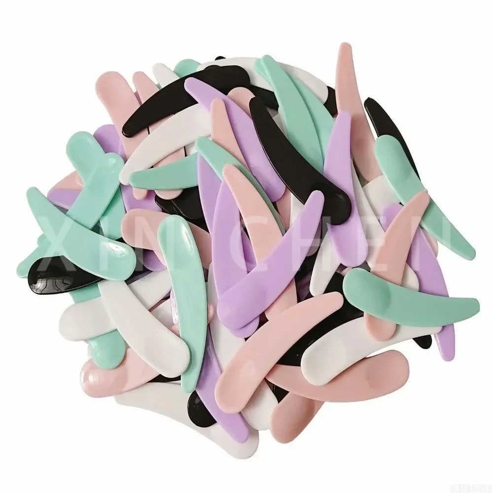 100Pcs Mini Cosmetic Mask Spatula Disposable Curved Scoop Makeup Mask Cream Spoon Eye Cream Stick Make Up Face Beauty Tool Kits