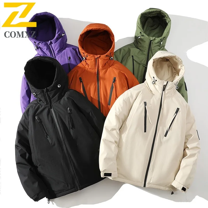 COMXZ 2025 Stand Collar Puffer Jacket Winter Unisex American Style Waterproof Windproof Warm Outdoor Sports Casual Fashion Coat