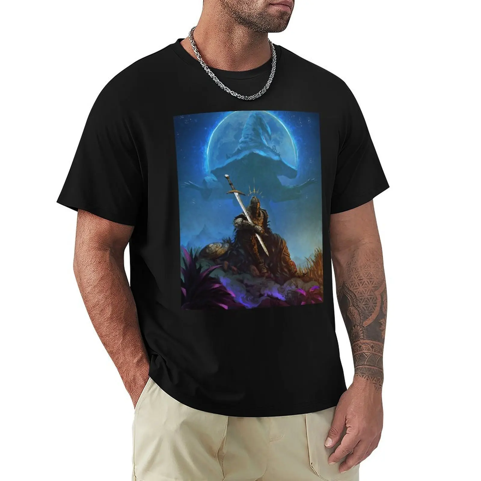 Pray the moon T-Shirt Casual All Match Tee Shirt for Men