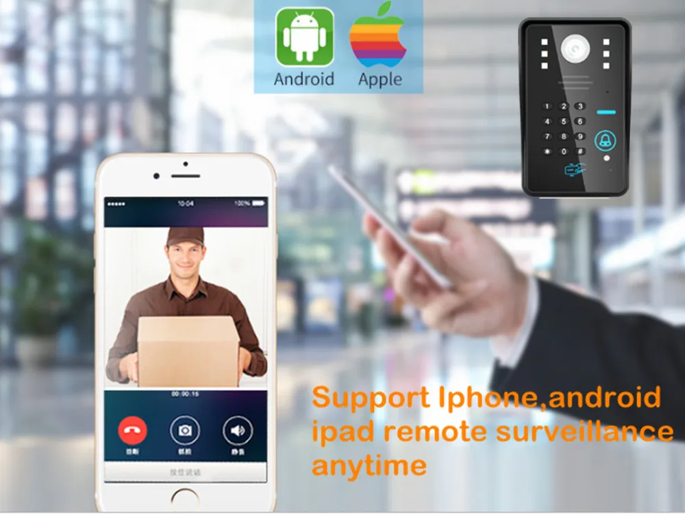Imagem -06 - Câmera de Vídeo Campainha Intercom Sistema 1080p hd sem Fio ir Rfid Fechadura Elétrica Casa Segurança Áudio Vídeo Porta Telefone Kit ip wi fi