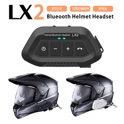 LX2-auriculares inalámbricos para casco de motocicleta, cascos impermeables con Bluetooth 1200, 5,0 mAh, asistente de voz