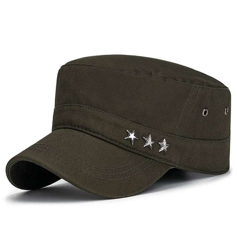 Gorra militar con etiqueta de estrella para hombre, gorro plano de algodón clásico a la moda, protección solar al aire libre, informal, estilo Retro