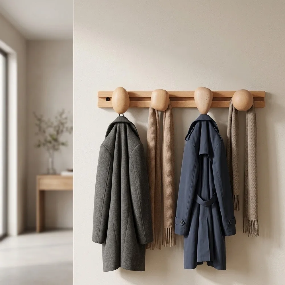 For Daily Use Beech Sliding Coat Hooks Furniture Foyer Storage Rack Robust Construction Modern Aesthetic Style