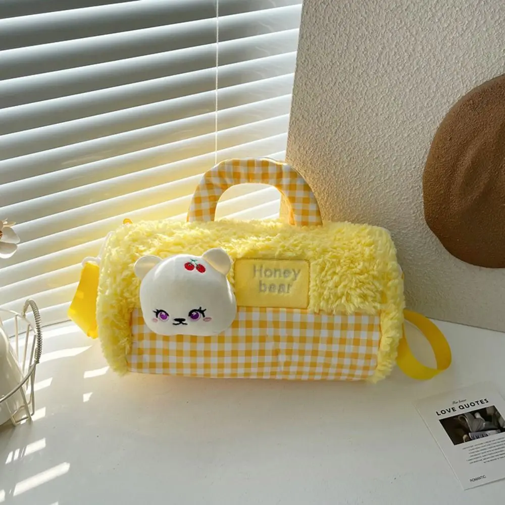 동물 원통형 봉제 배낭 전화 가방 대용량 인형 어깨 가방 15cm 봉제 인형 만화 플러시 Schoolbag 야외