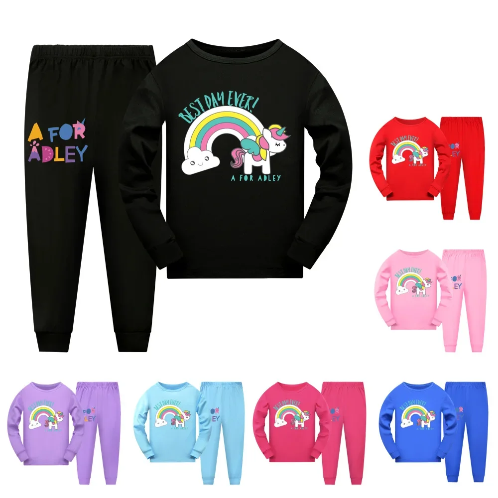 A for Adley Children Long Sleeve Pajamas Boy Pijama Cotton Clothes Set Sleepwear Kids Nightwear for Girls Toddler Outfits Pyjama