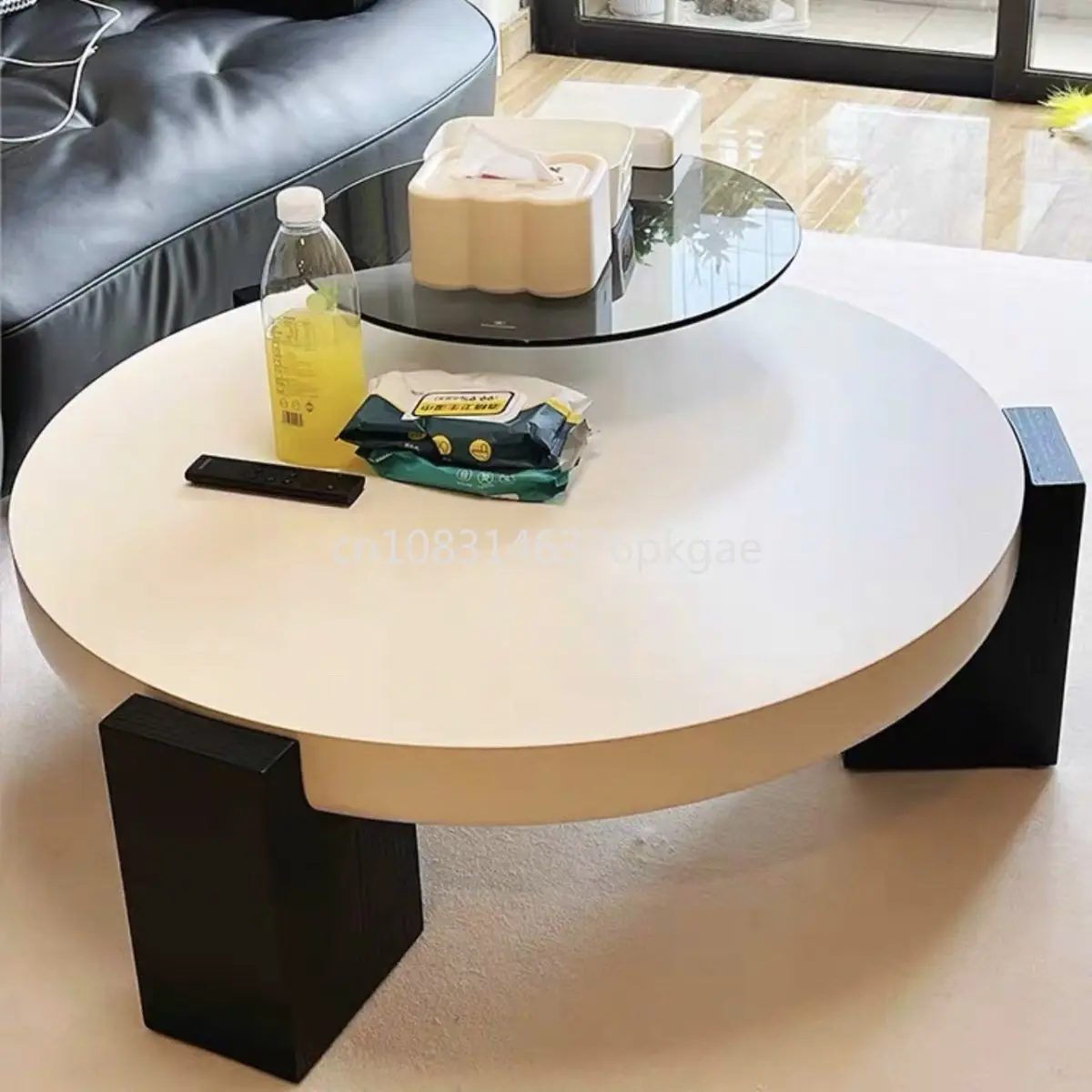 Cream Advanced Simple Round Coffee Table Modern Light Luxury Living Room Home Designer Combination Furniture