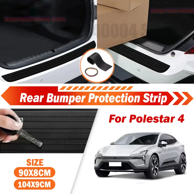 For Polestar 4 Anti-Scratch Rear Bumper Guard Rubber Mouldings Trim Cover Strip Trunk Door Sill Plate Protector Car Accessories