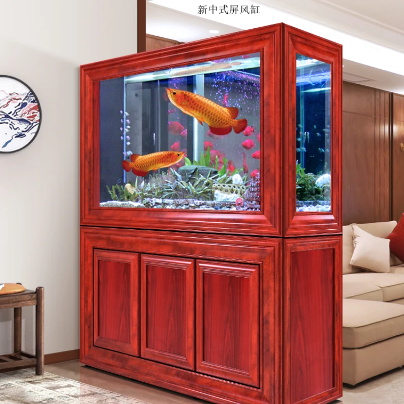 Golden Dragon Fish Tank Aquarium Large Living Room Screen Mahogany Texture Bottom Filter 2 M Household Customizable