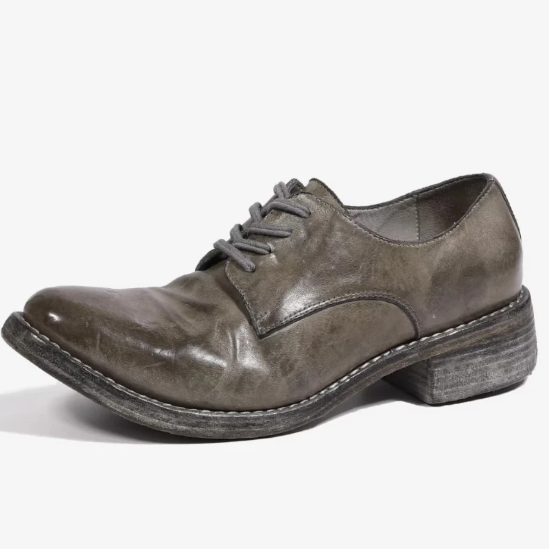

Horse Skin Derby Shoes for Men's Dress Shoes Goodyear Genuine Leather Business Comfortable Breathable Hand-sewn Horsehide Shoes