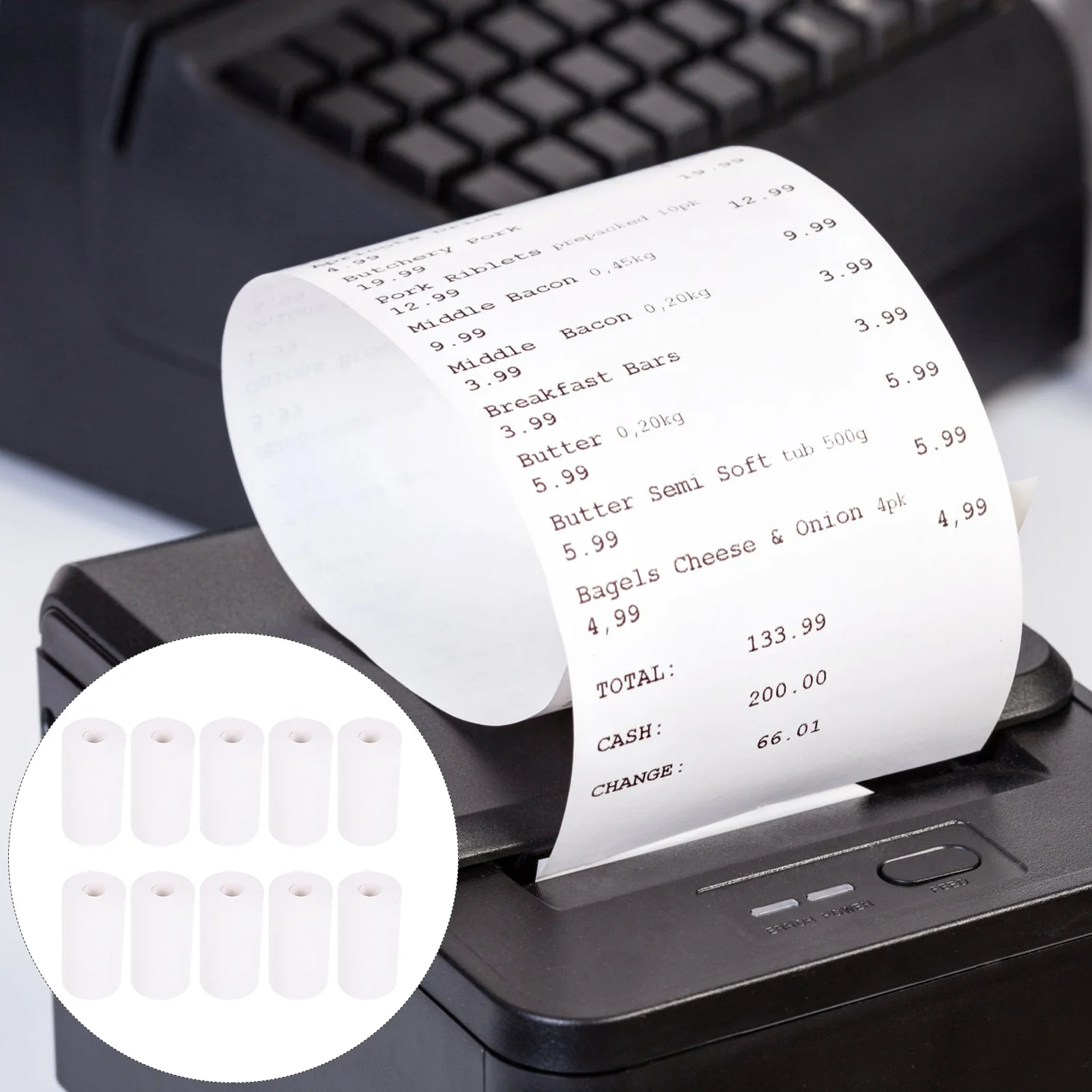 10 Rolls Printable Paper Rolls Lint Free Thermal Pos Paper Roll for Receipts Sharp Image Output Office Retail Shop Use