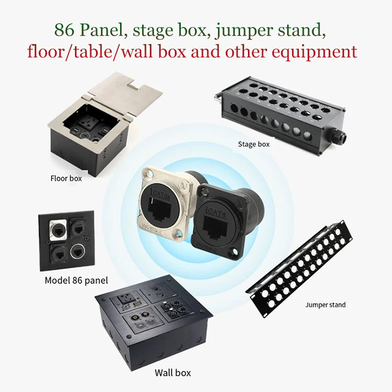 1 Pc RJ45 Network Connetor CAT5E CAT6 CAT6A Gigabit 10GE Round D Type Crimping Docking Base CAT3 RJ11 4 Core Telephone Socket