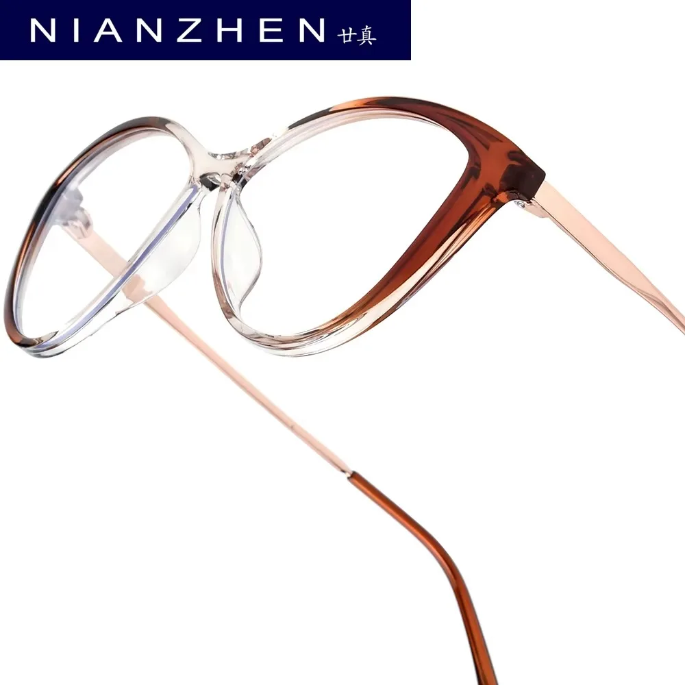 NIANZHEN TR90 Metal Eyeglasses Frame Women 2025 New Cat Eye Brand Design Glasses Men Retro Vintage Eyewear Spectacles 3013