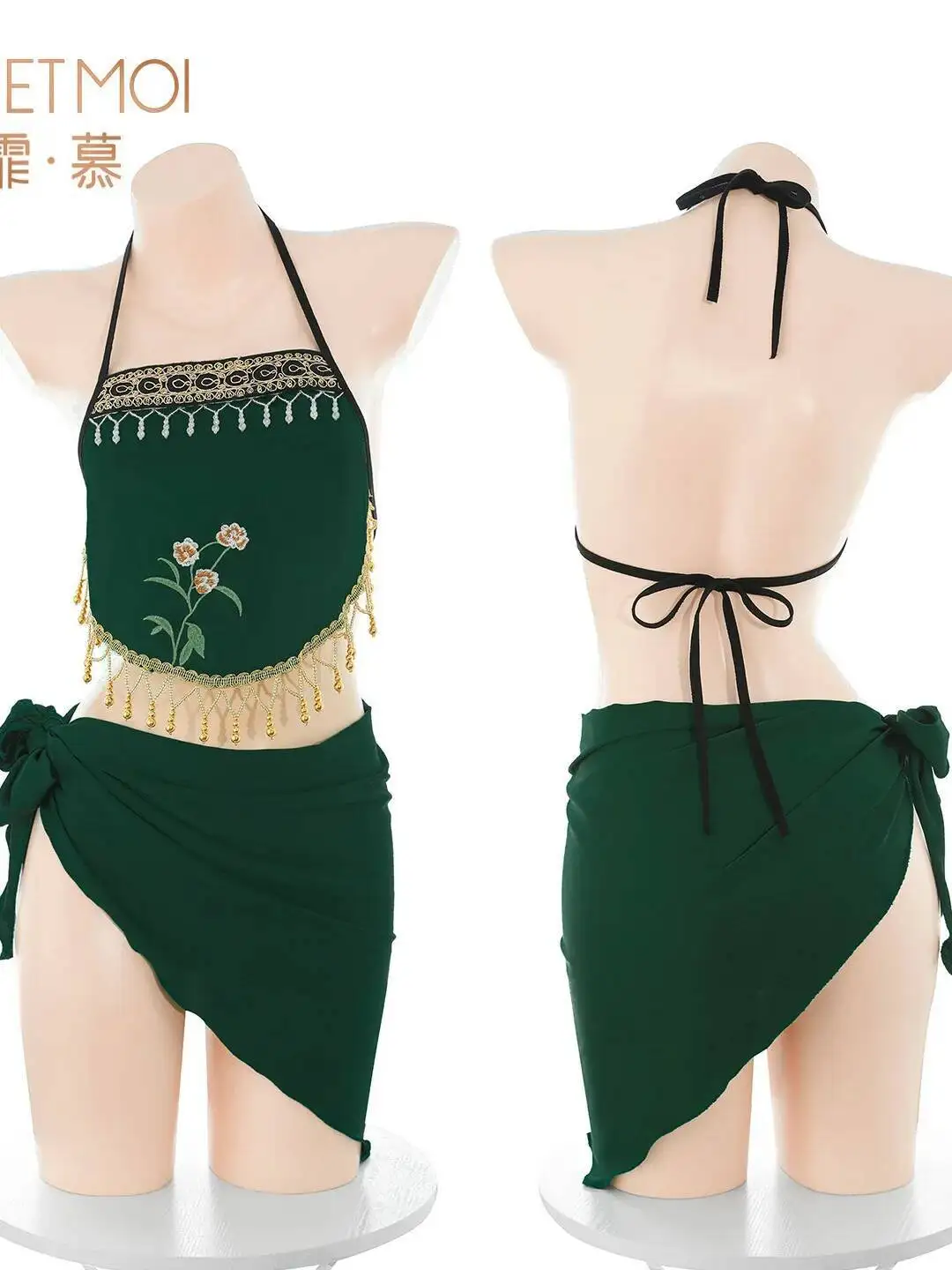 لطيف الجمال المطرزة Bellyband مجموعة مثير الورك تعريض يمزح معركة رداء المثيرة العادية ثوب النوم معلقة الرقبة الناري DQWZ