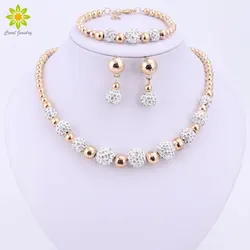 High Quality Gold Color Jewelry Set Nigerian Wedding African Beads Costume Jewelry Bracelet Earring Necklace