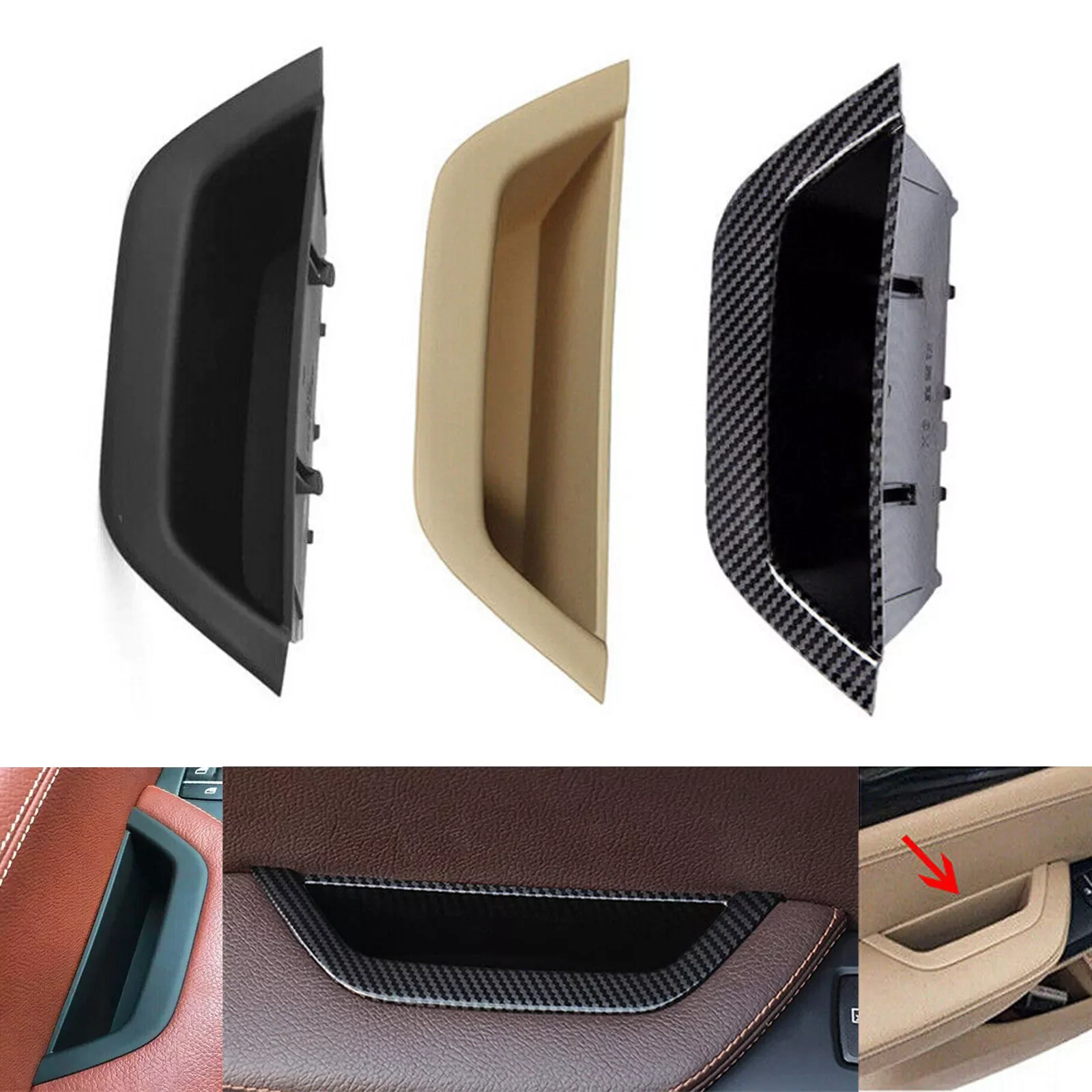 LHD Car Front Left Door Interior Handle Pull Cover Trim 3 Colors Fits For BMW X3 F25 X4 F26 2011 2012 2013 2014 2015 2016 2017