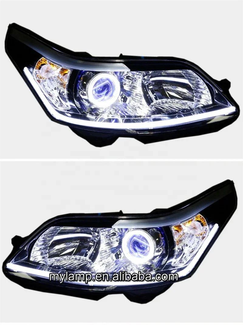 For Citroen C4L C4 Bi-LED Projetor Headlights Custom Angry Eye Daytime Light Front Lamp Assembly 2008-2011 2012-2014