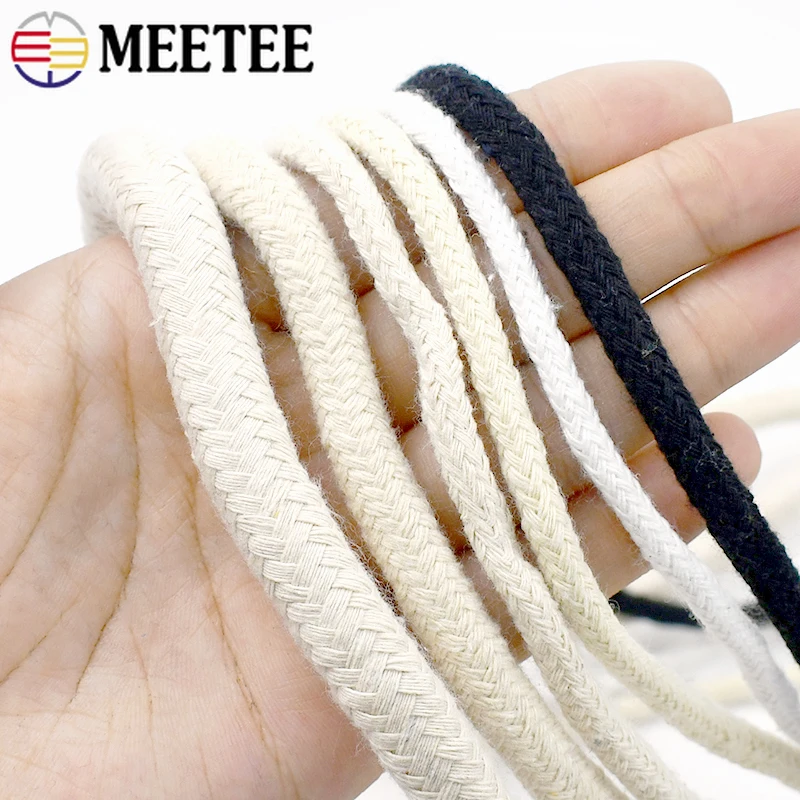 20Meters Meetee 4/6/8/10mm Cotton Rope Core Spun Cords Twisted Thread Cord for Bags Decoration HomeTextile DIY Craft Accessories