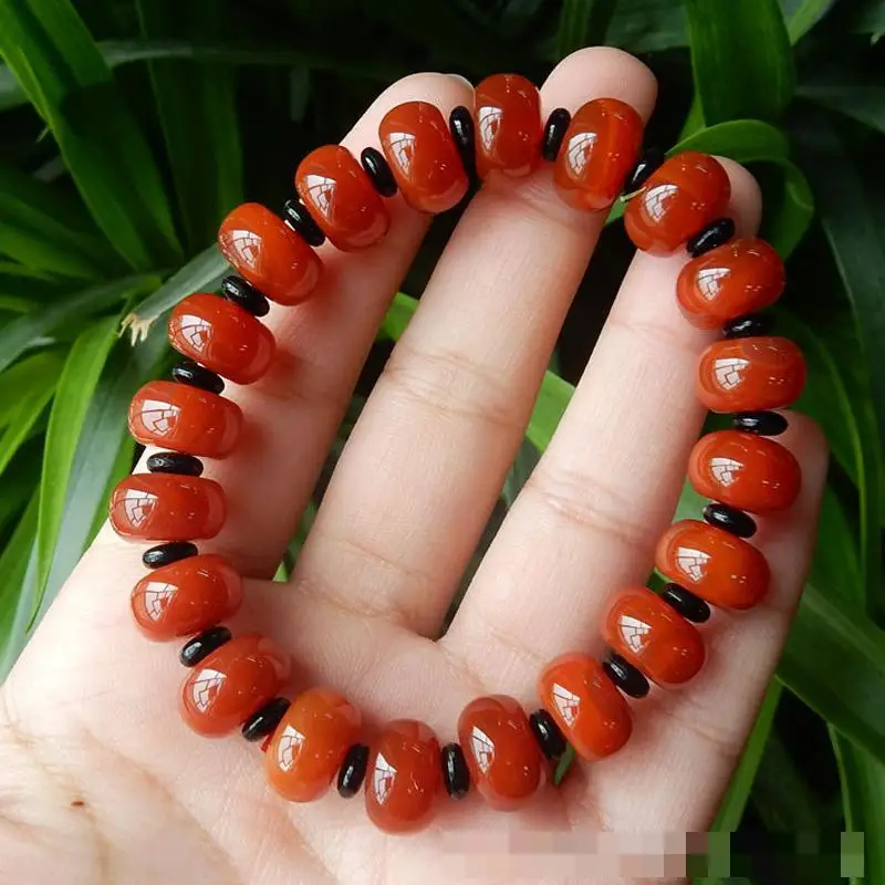 

Браслет из натурального красного агата, браслет из камня для мужчин и женщин, целебный драгоценный камень, ювелирные аксессуары, браслеты из натурального южного красного агата