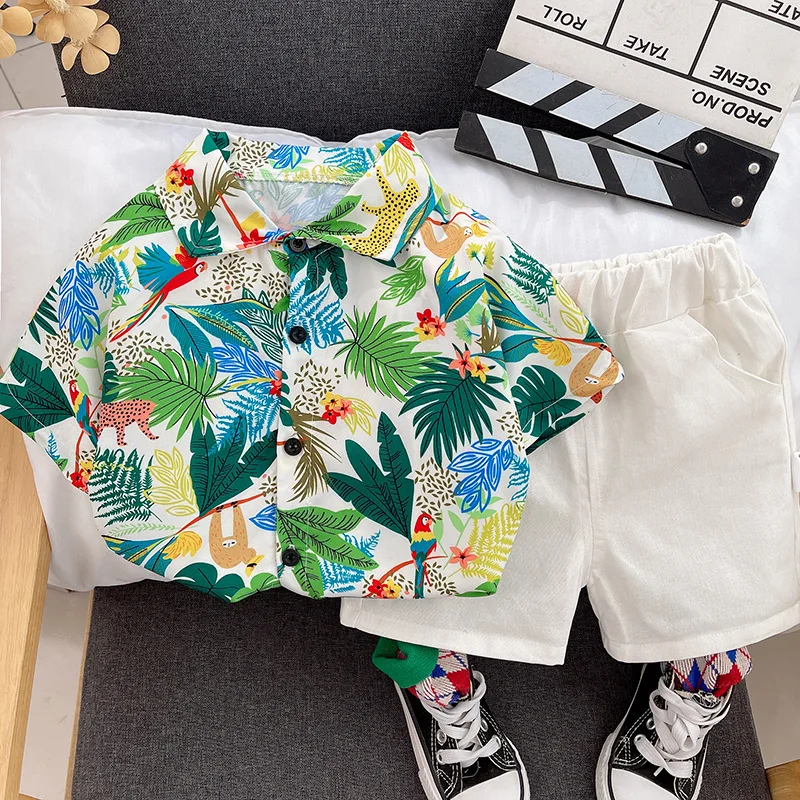 Summer Baby Clothing Sets Beach Shirt + Shorts Suits 0-4 Years Kids Boy Short Sleeve Holiday Clothes Casual Outfits