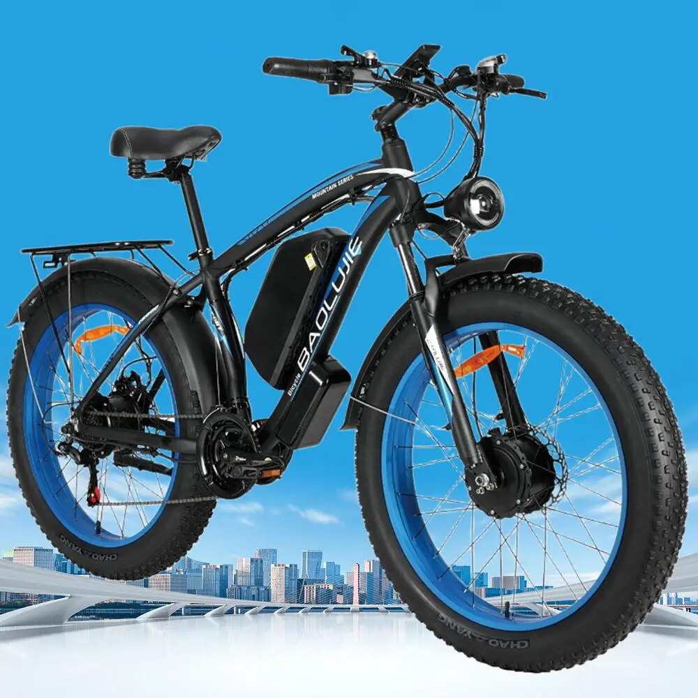 

Electric Motorcycles Bike For Adults 48V/52V 23AH/32AH Ebikes 1500W+1500W Motor 26'' Tires Fat Tire Mountain Electric Bicycles