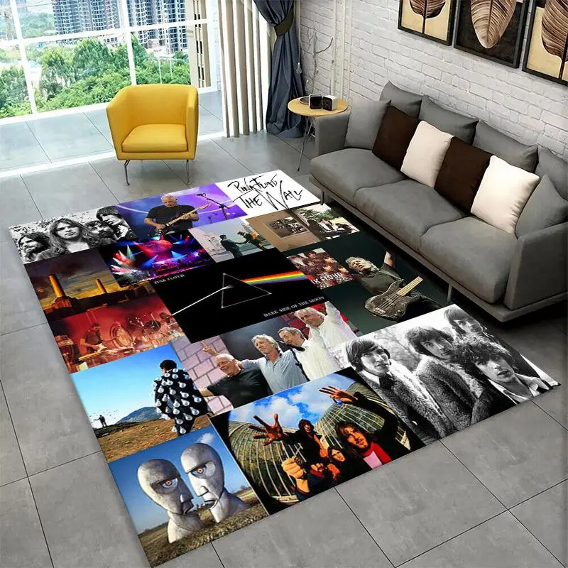 Music Pink F-Floyd Rock Band Non-Slip Area Rug for Living Room,Bedroom,Playroom,Soft Carpet Floor Mat Home Decor Rug  Room