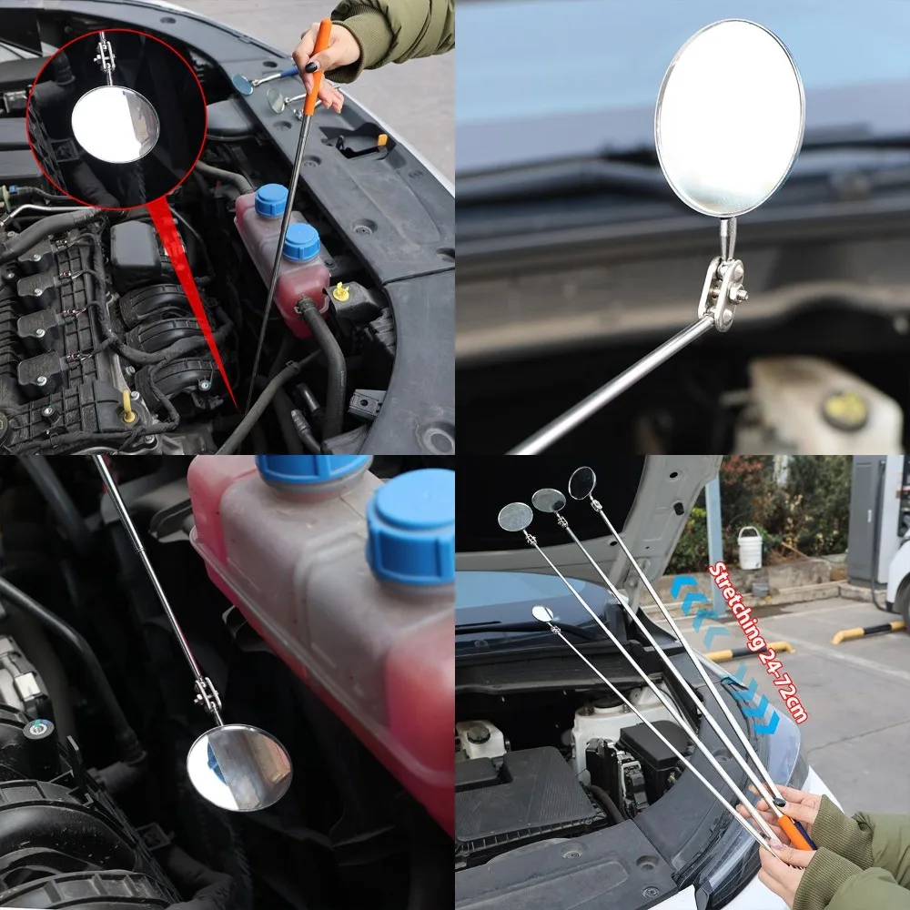 Universal Telescoping Inspection Mirror Tool 360 Swivel Round Glass for Car Auto Repair Welding Household Pipeline Gap Checking view 6