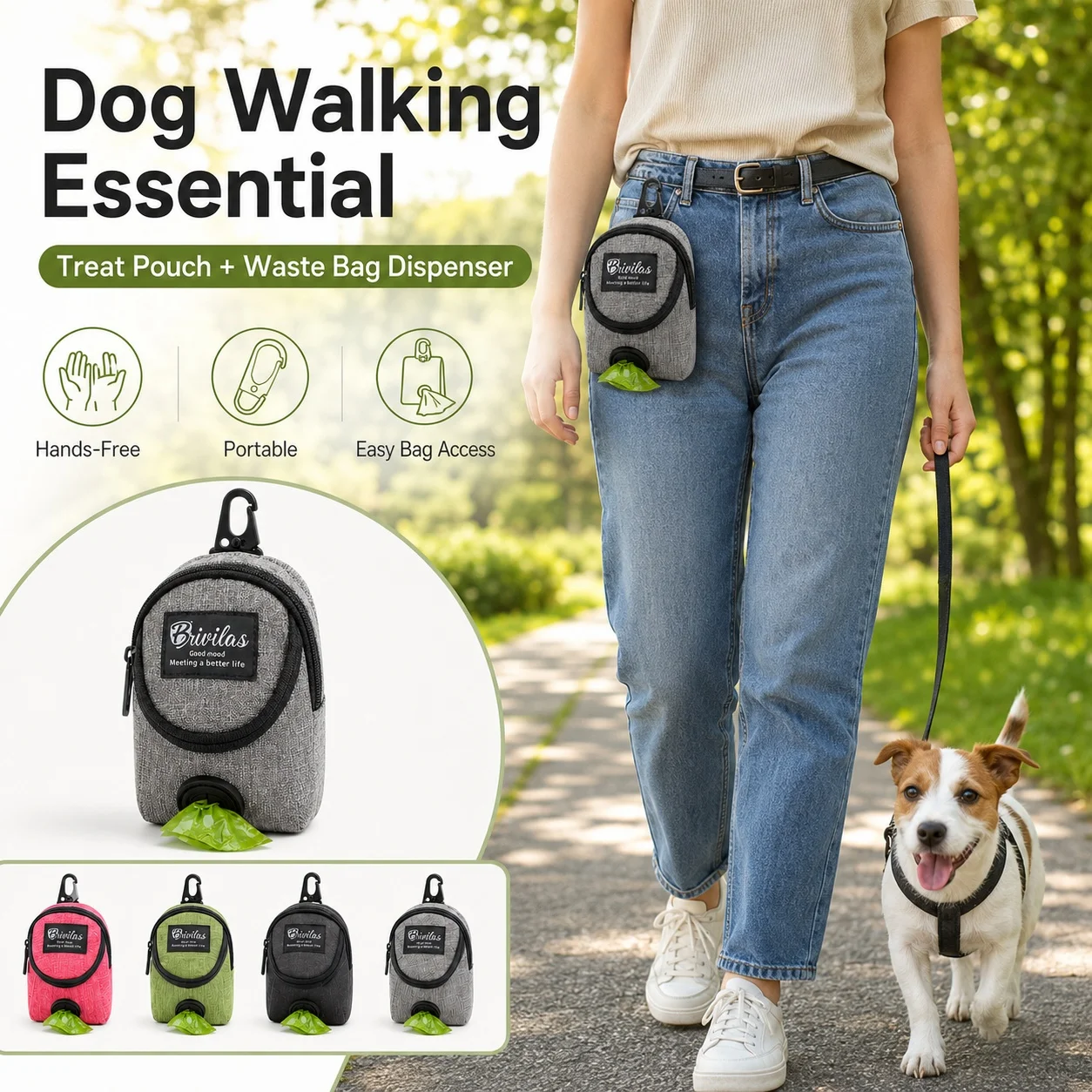 Tragbare Hundetrainingstasche, Leckerlibeutel mit Kotbeutelspender, zum Anklippen an die Leine, für Welpen, Spaziergänge und Outdoor-Training – Detail 3