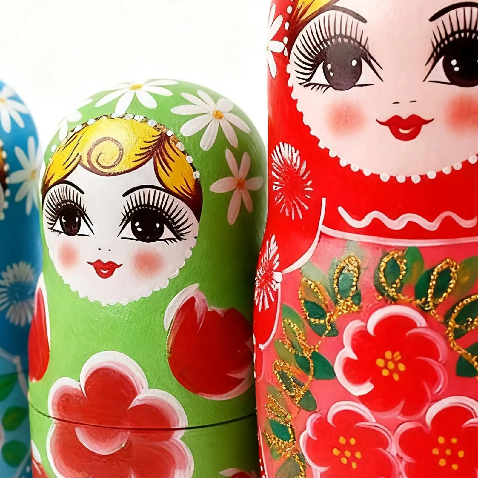 ロシアの入れ子人形10個セット、漫画風手作り木製教育用子供向けスタッキングドール、学習教育用入れ子おもちゃ