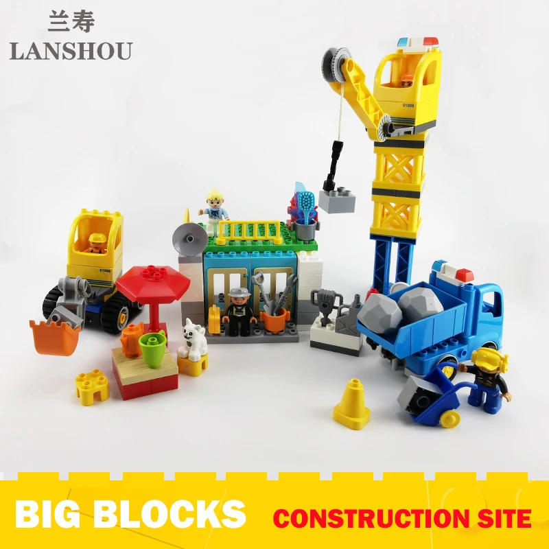 

Big Size Building Blocks Construction Site Pendant Excavator Engineering Moc Accessories Compatible Large Bricks Assembly Toy