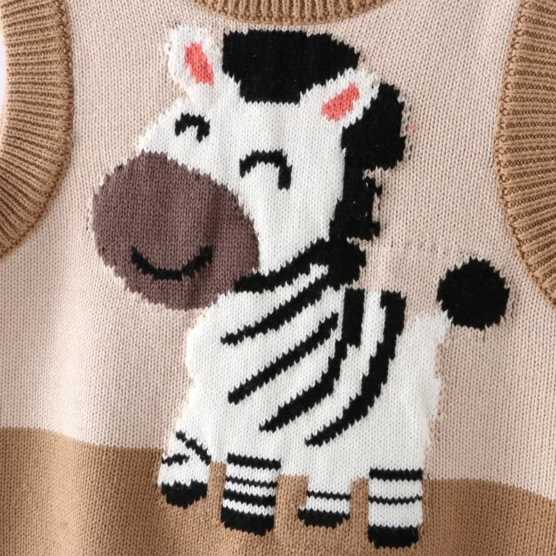 Wear Knit Sweater Knitted Sweater Children's Cartoon Foreign Style Vest Boys and Girls Vest Children's Clothing Versatile Outer