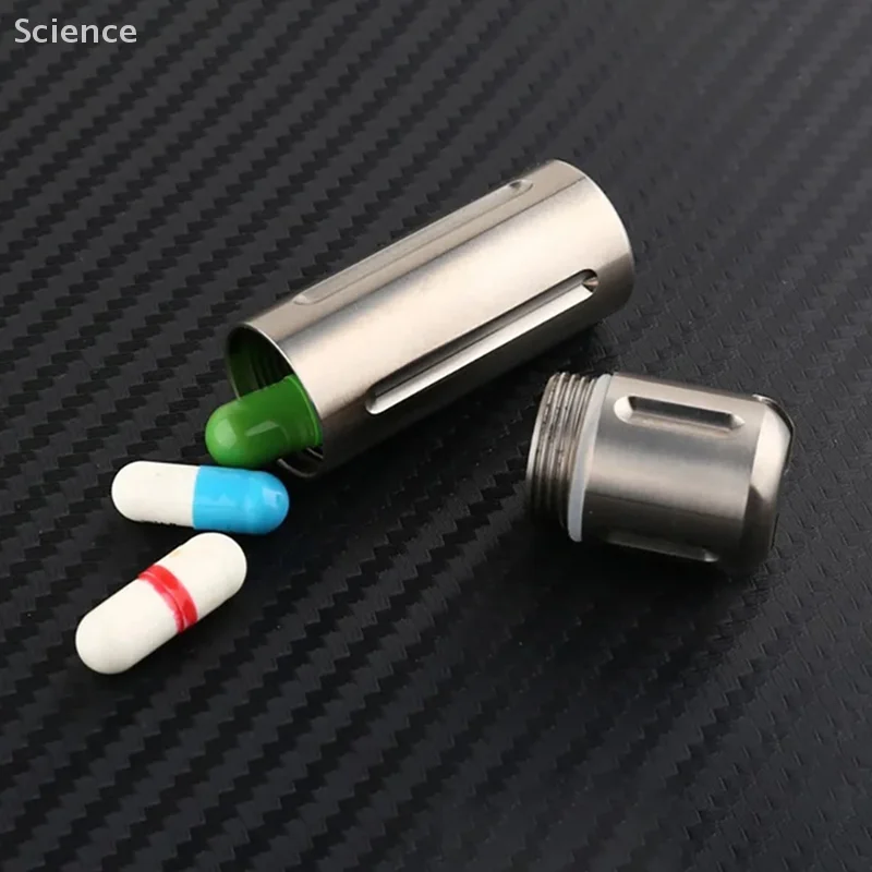 Titanium Alloy Waterproof Sealed Capsule Medicine Case Storage Container Bottle Keychain Travel Multi-function Outdoor EDC Tool