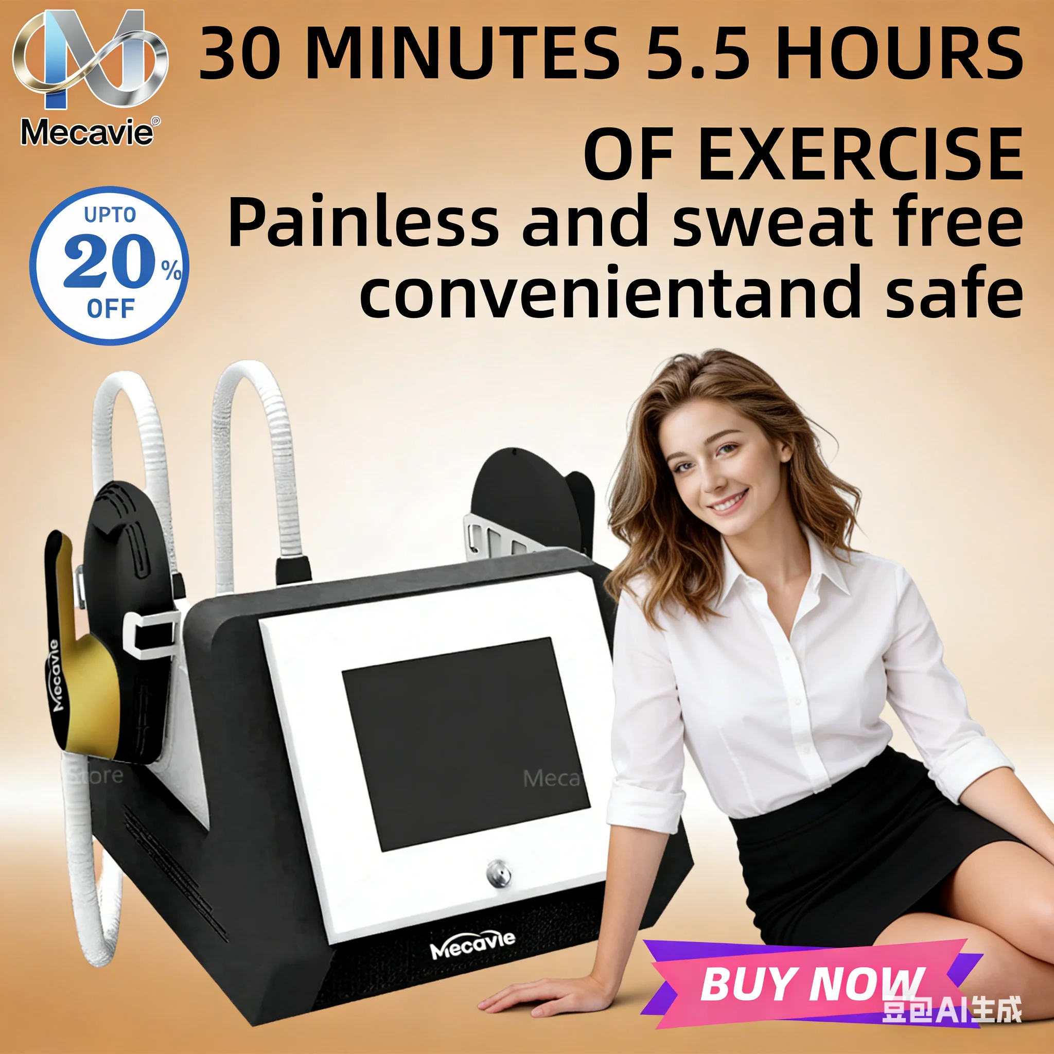 

Professional MECAVIE 2026 NEO 6500W 200HZ Hi-EMT Technology EMS Wellness Portable Body Sculpting Fat Burning Device