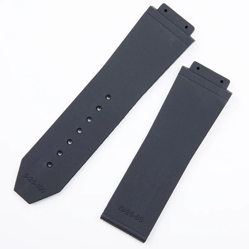 Soft nature rubber bracelet 26x19mm 24x17mm Convex end for Hublot strap Big Bang series men wristband stainless fold buckle