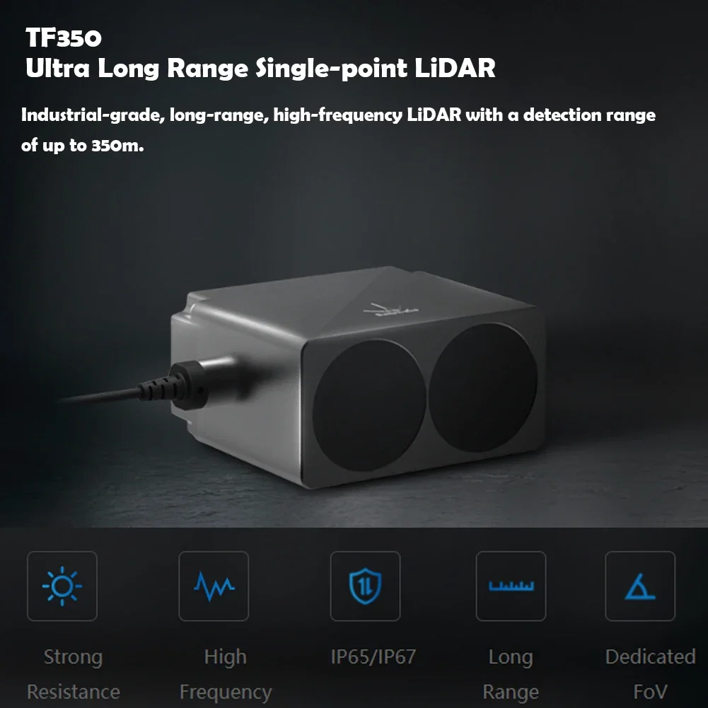 

TF350 Одноточечный LiDAR сверхдальнего действия IP67 UART/CAN RS232/RS485 Аналоговый ток (4-20 мА) Диапазон обнаружения 350 м промышленного класса