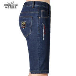 2023 Short Men Jeans Summer Bruce&Shark Luxury brand jeans men Straight Leg Loose Style Stretching Casual Fashion Big Size blue