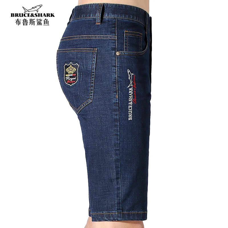 2023 Shorts Men Jeans Summer Bruce&Shark Luxury Brand Casual Jeans Man Straight Leg Loose Style Stretching Fashion Big Size 42