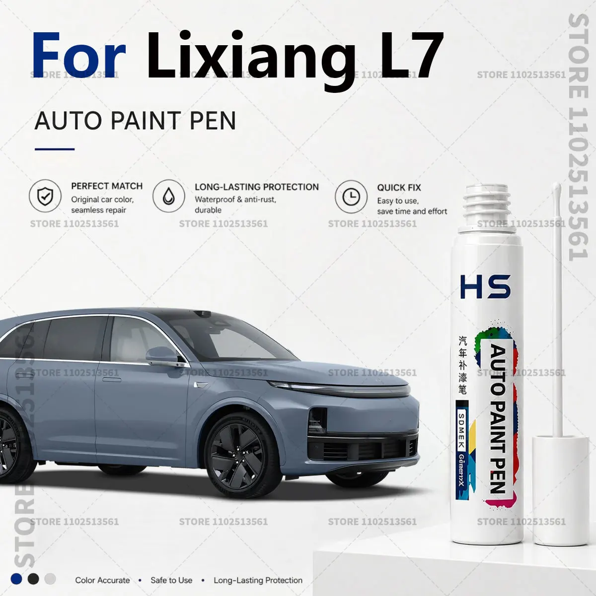 Touch Up Paint Pen – Quick Car Scratch Repair for Chips & Minor Scratches For Leading Ideal Lixiang L7 Blue Silver Gray Green