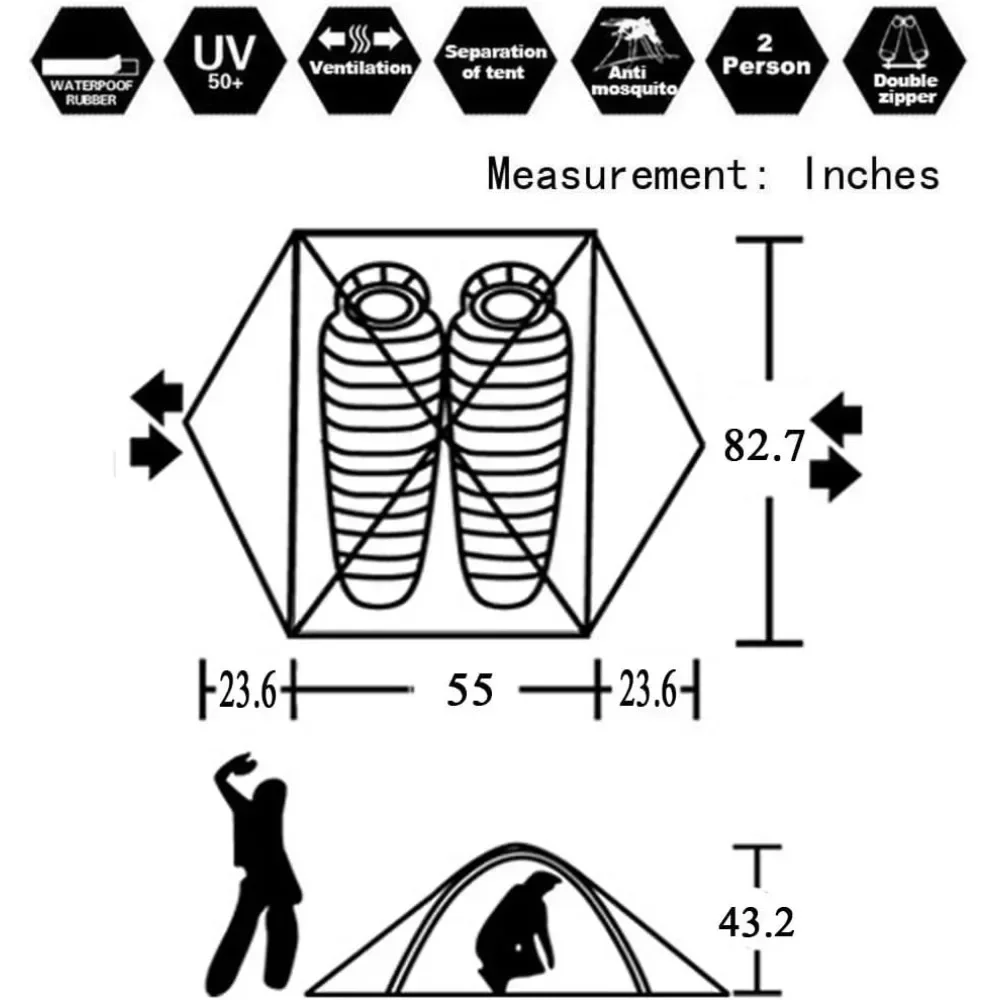 3-4 Season 2 3 Person Lightweight Backpacking Tent Windproof Camping Tent Awning Family Tent