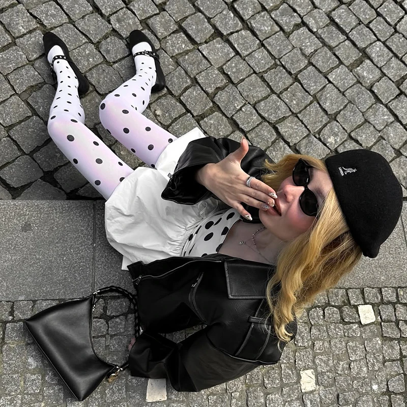 Tornova Vintage Women's Pantyhose Fashion Sexy Crash Tights Spring Autumn Polka Dot Stockings Super Elastic Bottoms Y2k Female