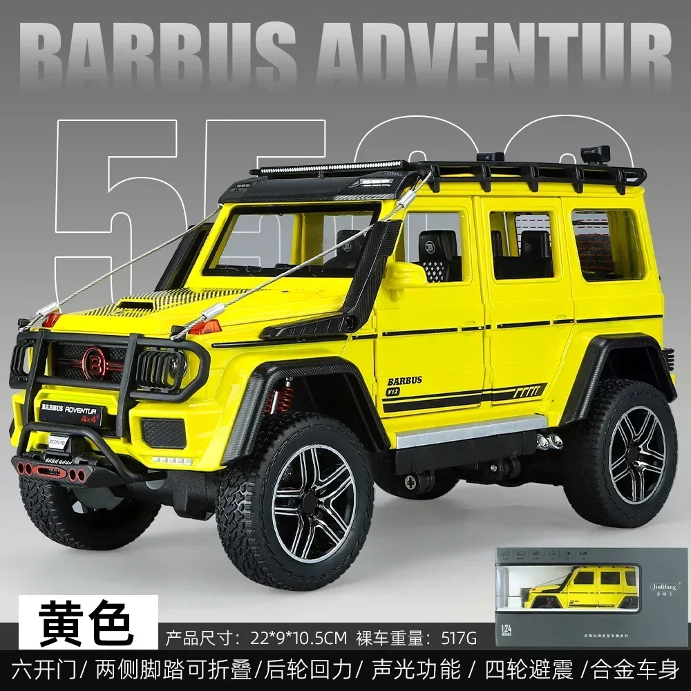 1:24 Mercedes-Benz BRABUS G550 Adventure 4X4 Diecast Metal Alloy Model car Sound Light Pull Back Collection Kids Toy Gifts A610